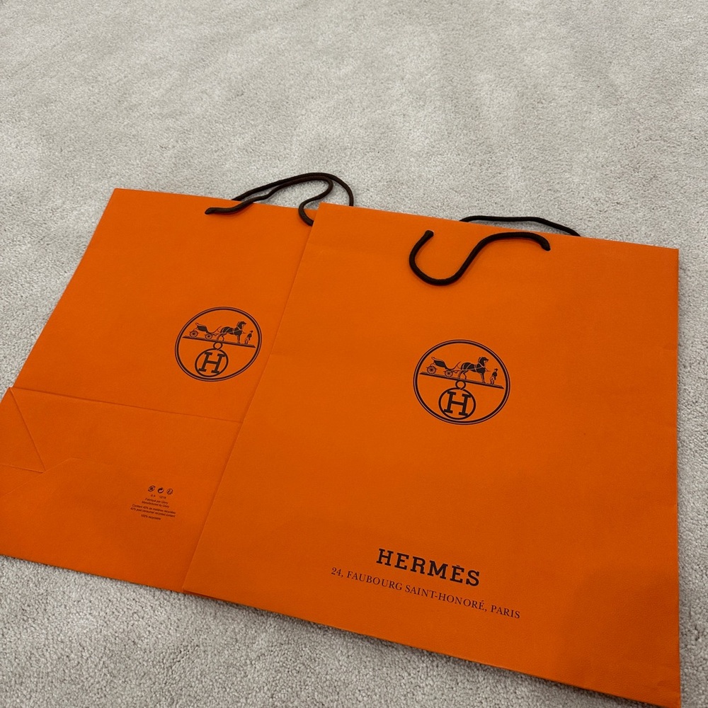 Orange Hermes Shopping Bag x 2